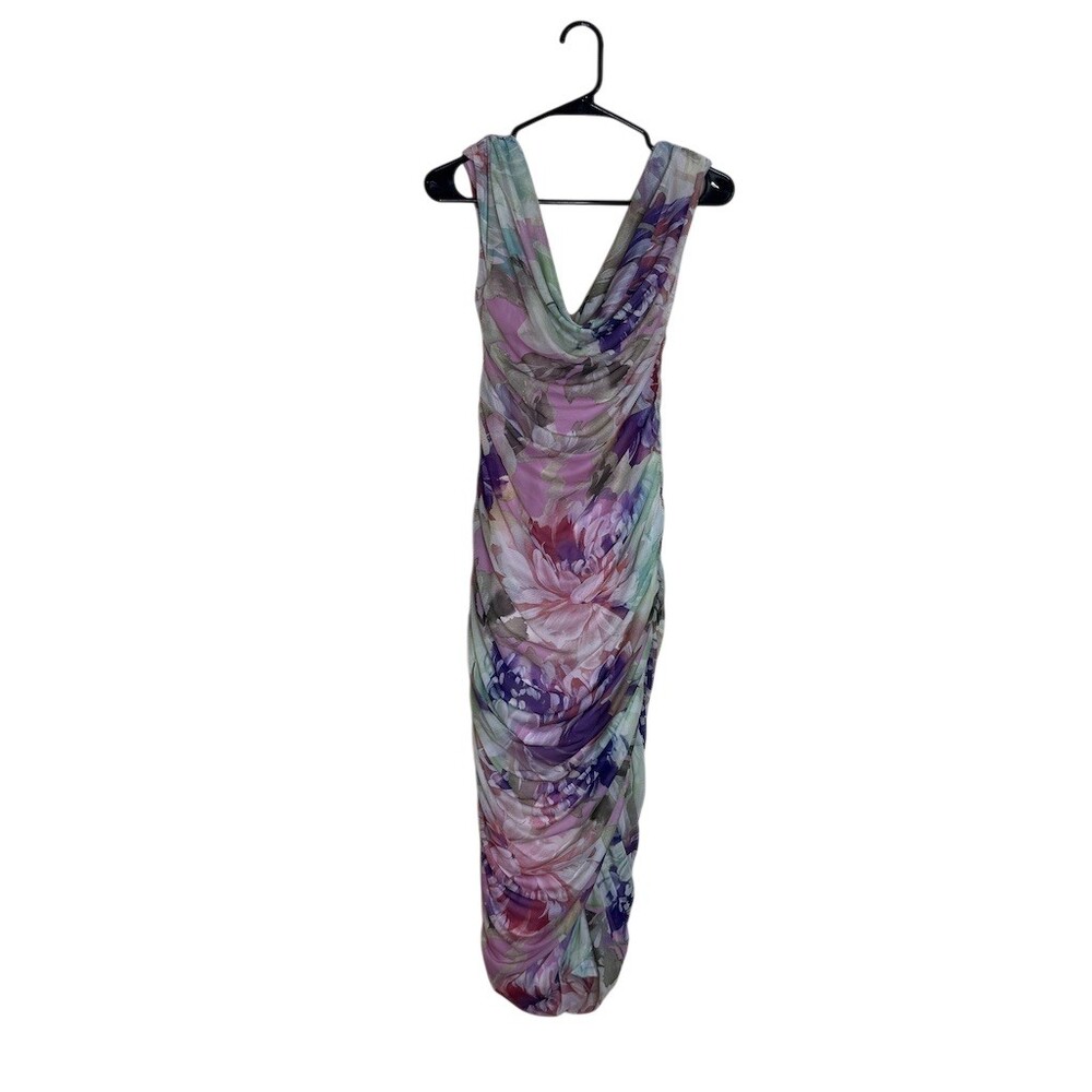 Anthropologie BHLDN Maxi Dress Womens Size L Purple Pink Floral off the shoulder - Picture 6 of 10